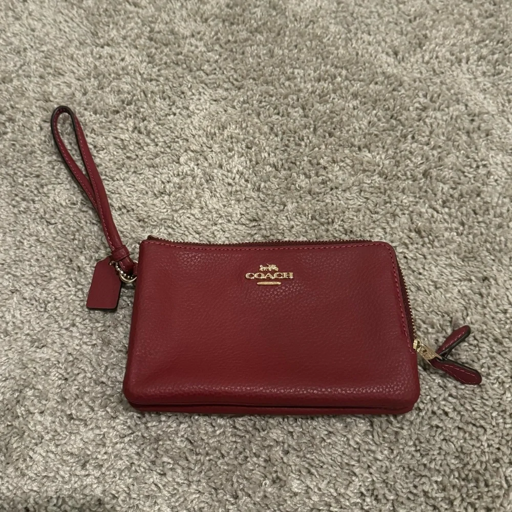 Like 🆕 Coach saturated magenta mini wristlet wallet pouch